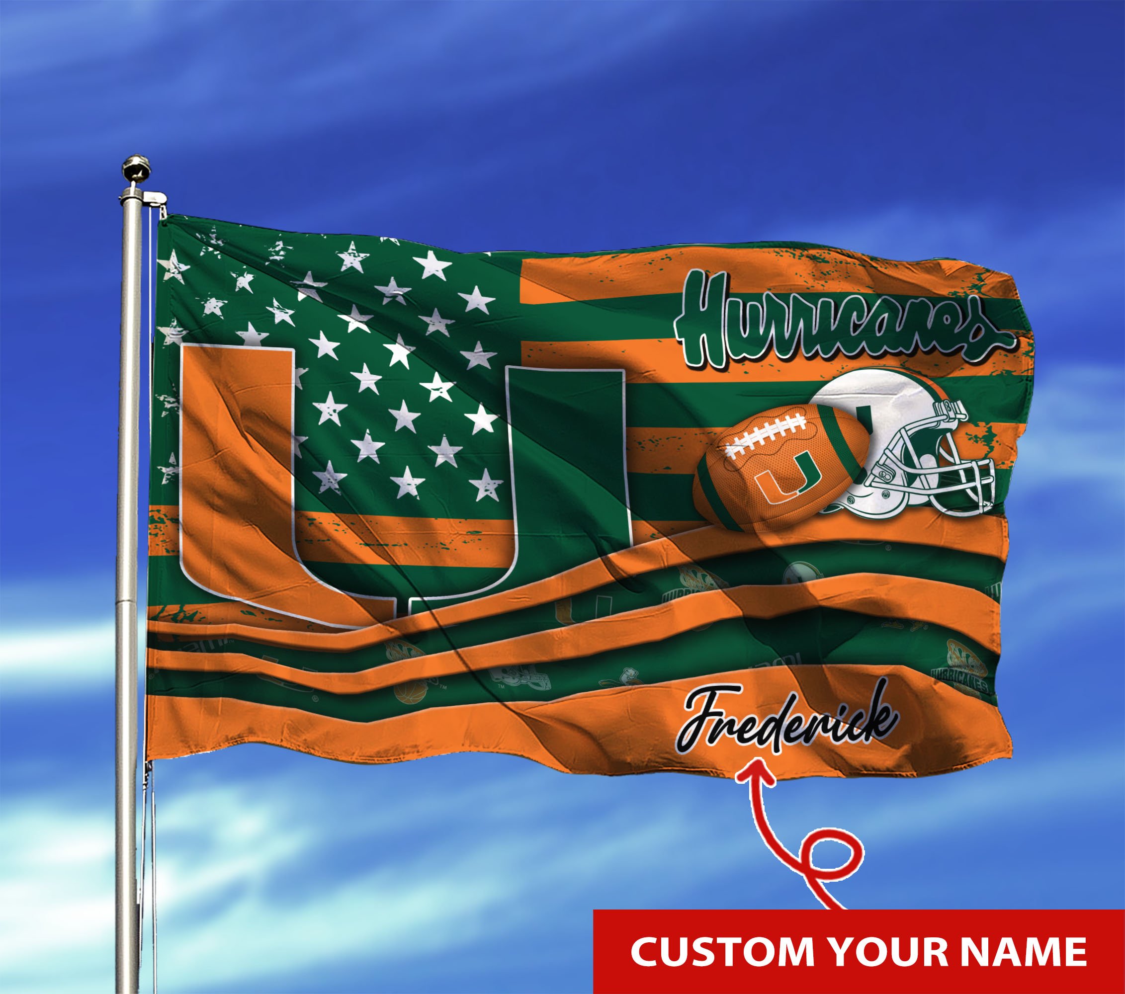 Miami Hurricanes Custom Flag3x5ft For This Season TU26897